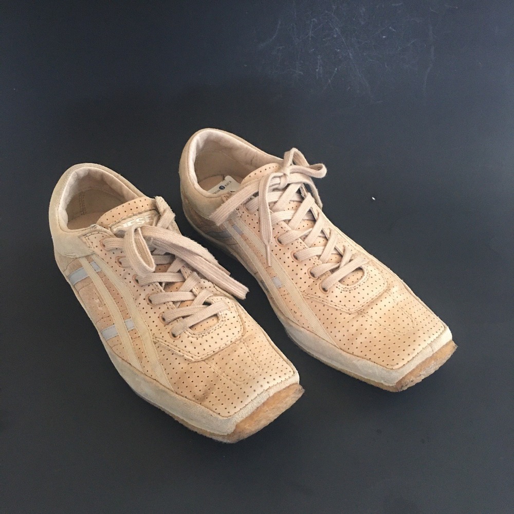 Vintage Diesel The Avenue Sneakers Women's Size 8 Suede Leather Upper Beige Rare